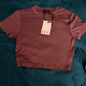 IVL COLLECTIVE cocoa brown butter knit tee